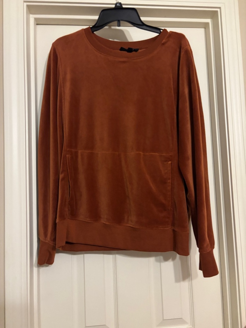Velvet Pullover Sweatshirt in Rust Women’s Large